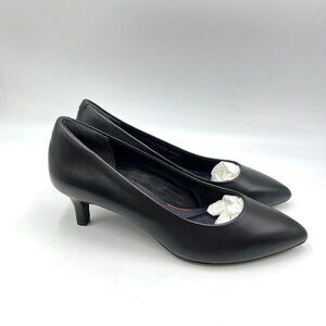 8N 8 NARROW‎ WIDTH Rockport Total Motion Kalila Black Leather Pumps Heels Shoes
